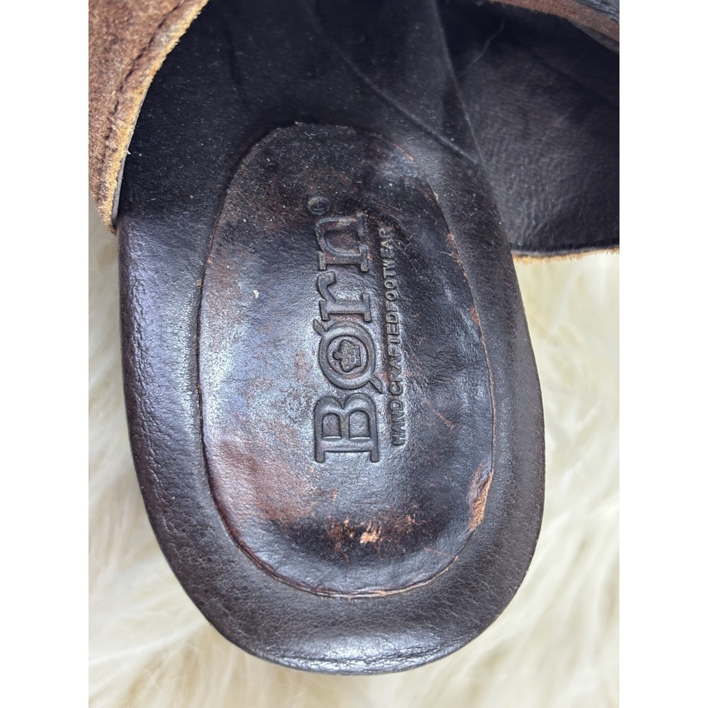 Born Blane Peep Toe Booties Brown Leather Suede Lace Up Boho Womens 8M - Picture 8 of 10